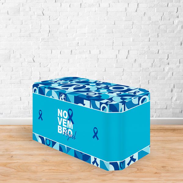 Capa Decorativa para 2 Mesas Quadrada Sublimada Tema Novembro azul 5113