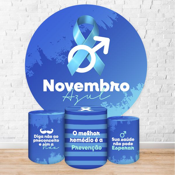 Capa Painel + Trio Capas Cilindros Sublimados Tema Novembro azul 5115