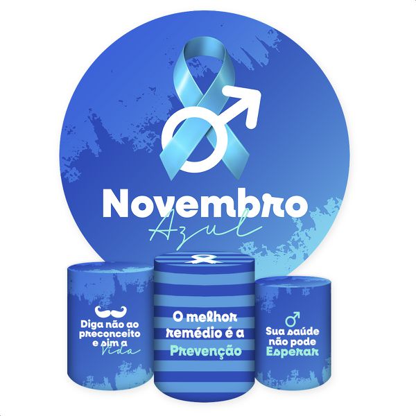 Capa Painel + Trio Capas Cilindros Sublimados Tema Novembro azul 5115