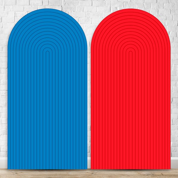 Painel Romano Tema Ripado Cor Azul e Vermelho 57