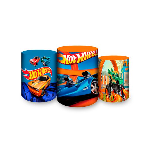 Trio Capas Cilindros Sublimados Tema Hotwheels 570