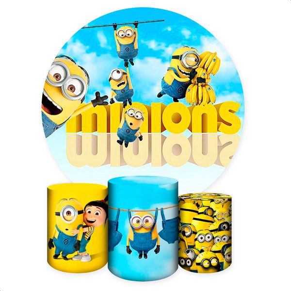 Capa Painel + Trio Capas Cilindros Sublimados Tema Minions 6018 