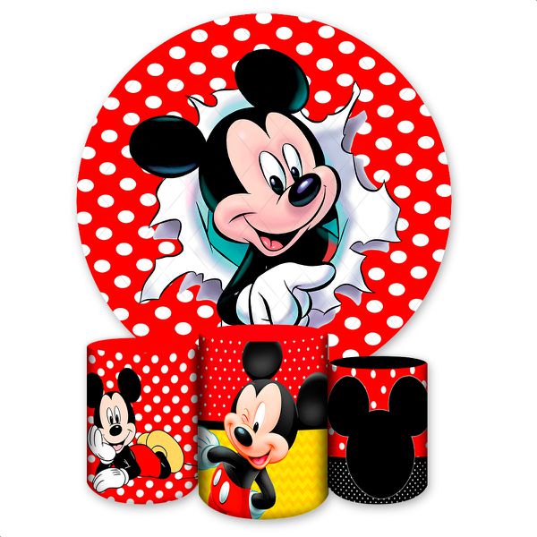 Capa Painel + Trio Capas Cilindros Sublimados Tema Mickey Mouse 6046