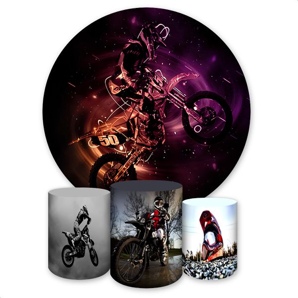 Capa Painel + Trio Capas Cilindros Sublimados Tema Motocross 611