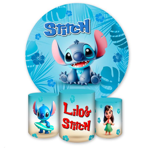Capa Painel + Trio Capas Cilindros Sublimados Tema Lilo Stich 7044