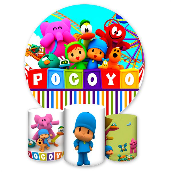 Capa Painel + Trio Capas Cilindros Sublimados Tema Pocoyo 914