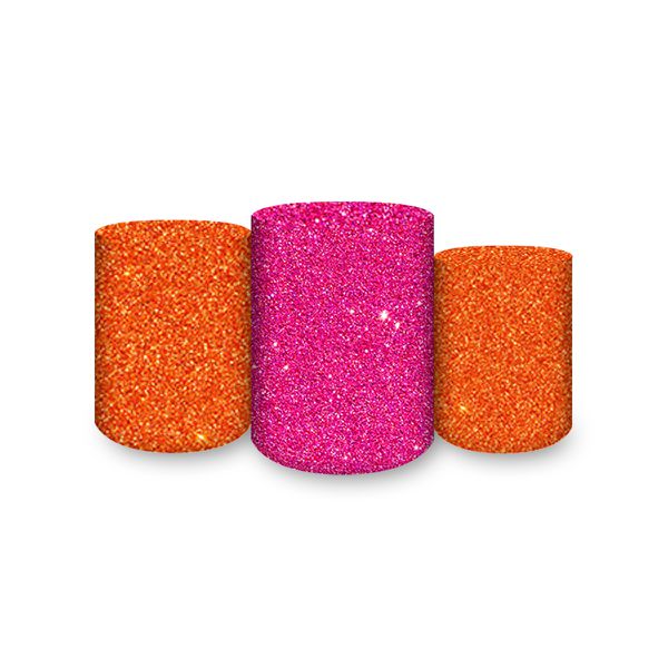 Trio Capas Cilindros Sublimados Glitter Pink / Laranja 935