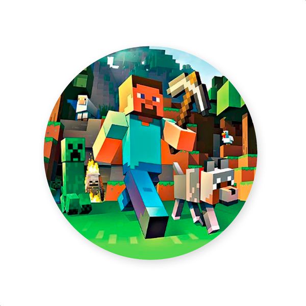 Capa Painel Redondo Sublimados Tema Minecraft 991