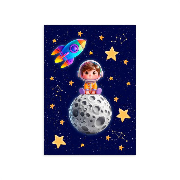 Capa Painel Retangular Sublimado Tema Astronauta Baby Menino Azul 2227