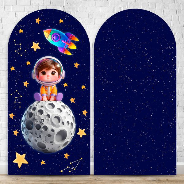 Capa Painel Romano Sublimado Tema Astronauta Baby Menino Azul 2227