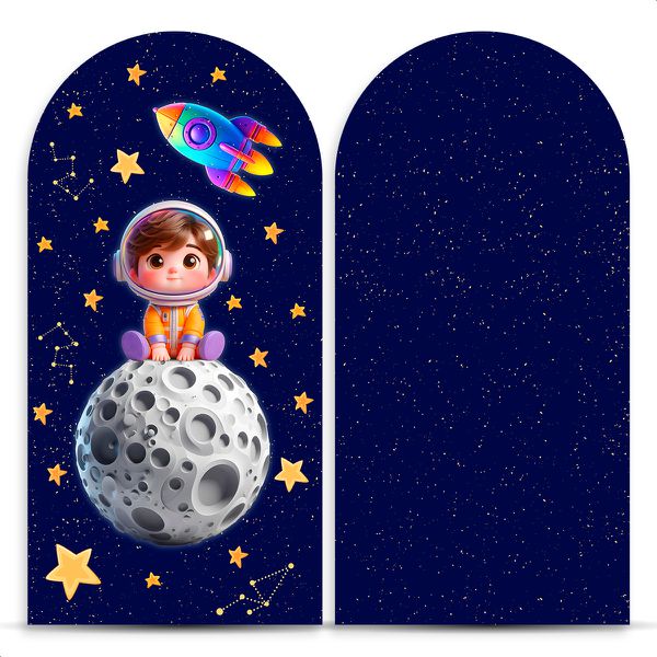 Capa Painel Romano Sublimado Tema Astronauta Baby Menino Azul 2227