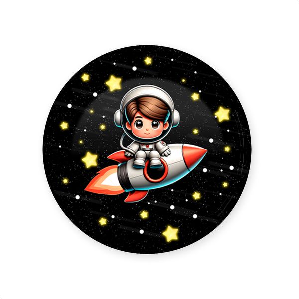 Capa Painel Redondo Sublimados Tema Astronauta Baby Menino fundo preto 2228