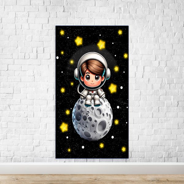 Capa Painel Retangular Sublimado Tema Astronauta Baby Menino Fundo preto 2228