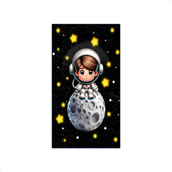 Capa Painel Retangular Sublimado Tema Astronauta Baby Menino Fundo preto 2228
