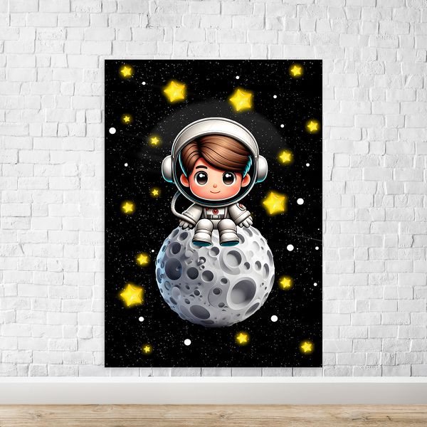 Capa Painel Retangular Sublimado Tema Astronauta Baby Menino Fundo preto 2228