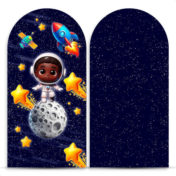 Capa Painel Romano Sublimado Tema Astronauta Baby Menino Azul Escuro 2229