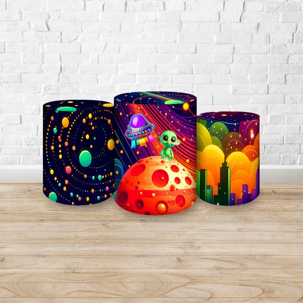 Trio Capas Cilindros Sublimados Tema Astronauta Baby Menino Azul 2727