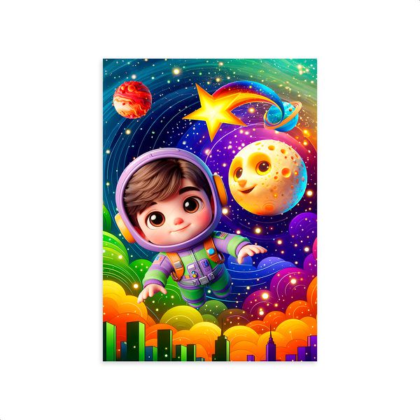 Capa Painel Retangular Sublimado Tema Astronauta Baby Menino Azul 2728