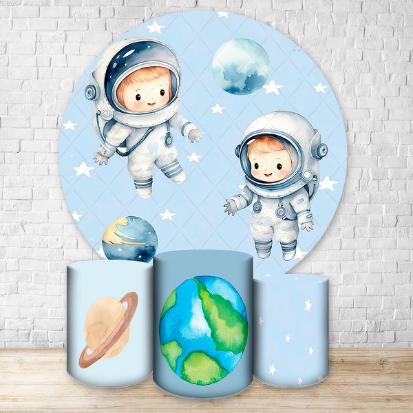 Capa Painel + Trio Capas Cilindros Sublimados Tema Astronauta 134