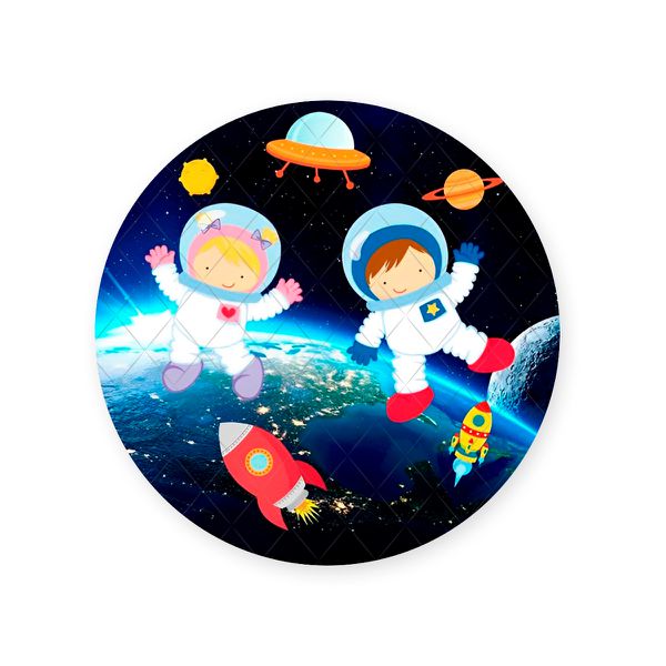 Capa Painel Redondo Sublimados Tema Astronauta 70
