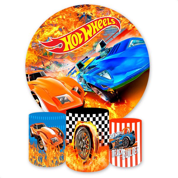 Capa Painel + Trio Capas Cilindros Sublimados Tema Hotwheels 1435