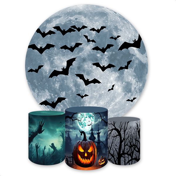 Capa Painel + Trio Capas Cilindros Sublimados Tema Halloween 1785