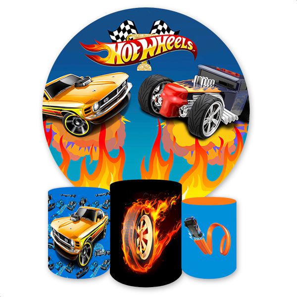 Capa Painel + Trio Capas Cilindros Sublimados Tema Hotwheels 951