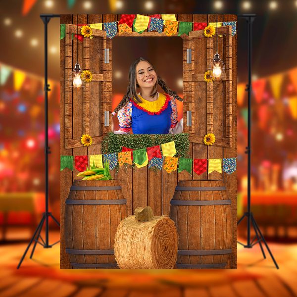 Capa Painel Interativo Para Fotos Vazado Tema Festa Junina 51