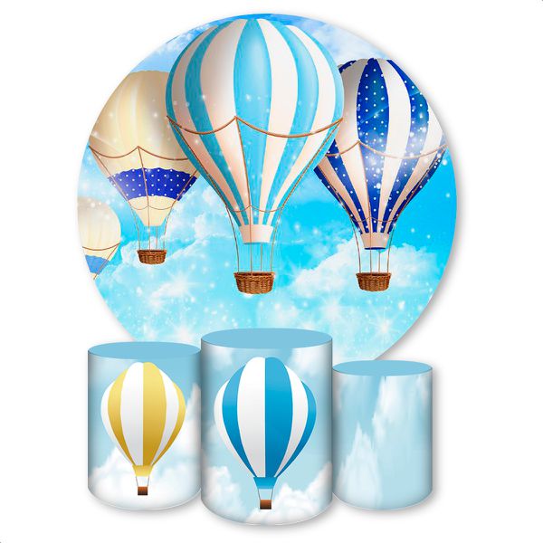 Capa Painel + Trio Capas Cilindros Sublimados Tema Avião e Balão 359