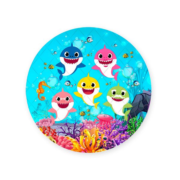 Capa Painel Redondo Sublimados Tema Baby Shark 1523