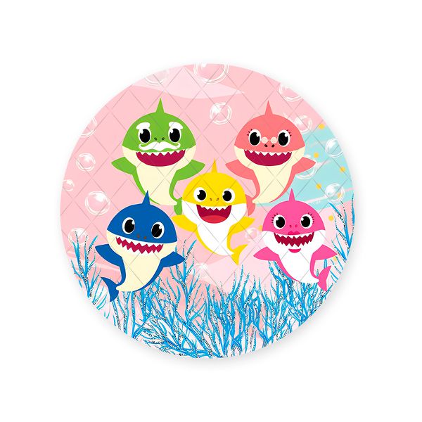 Capa Painel Redondo Sublimados Tema Baby Shark 1524