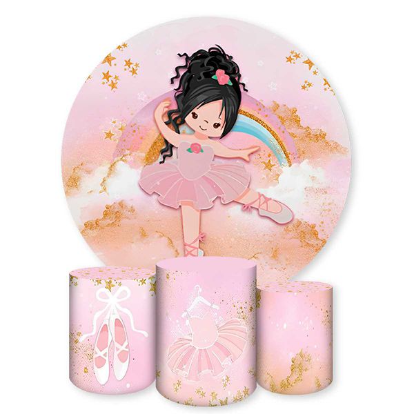 Capa Painel + Trio Capas Cilindros Sublimados Tema Bailarina 354