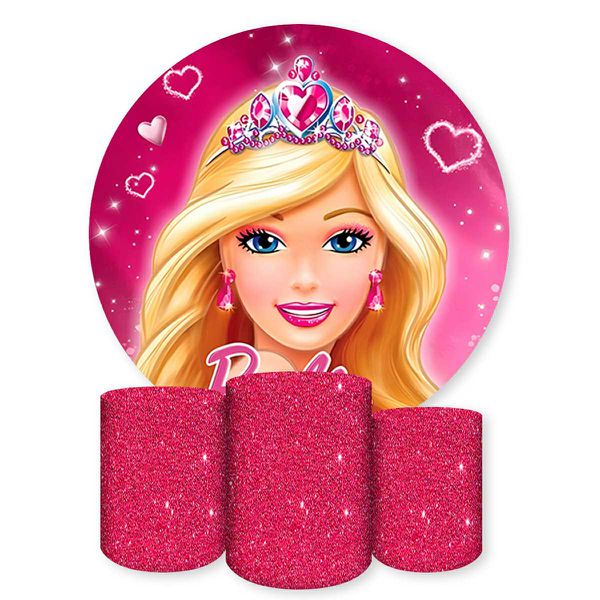 Capa Painel + Trio Capas Cilindros Sublimados Tema Barbie 925