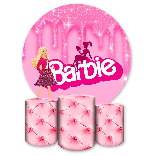 Capa Painel + Trio Capas Cilindros Sublimados Tema Barbie 2651