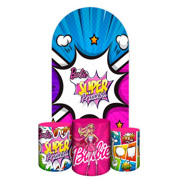 Capa Painel Romano Veste fácil + 3 Capas Cilindros Tema Barbie 2655