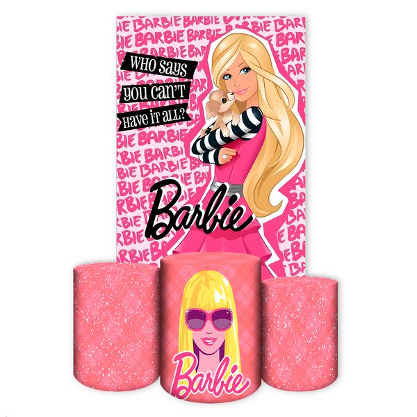 Capa Retangular + Trio Capas Cilindros Sublimados Tema Barbie 2653