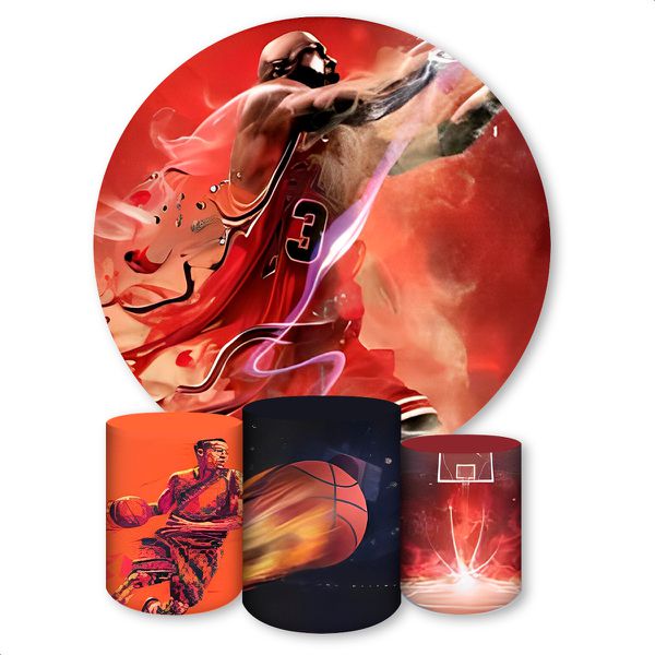 Capa Painel + Trio Capas Cilindros Sublimados Tema Basquete 1272 