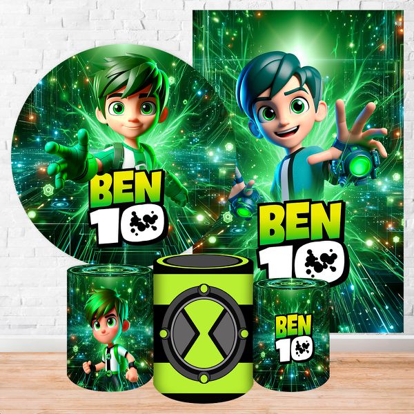 Kit 5 Peças Capa Redonda + Capa Retangular + Trio Capas Cilindros Sublimados Tema ben 10 5097