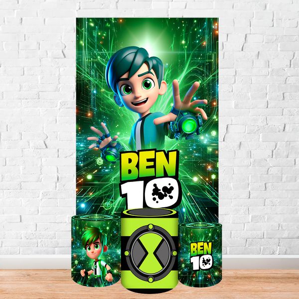 Capa Retangular + Trio Capas Cilindros Sublimados Tema Ben 10 5097
