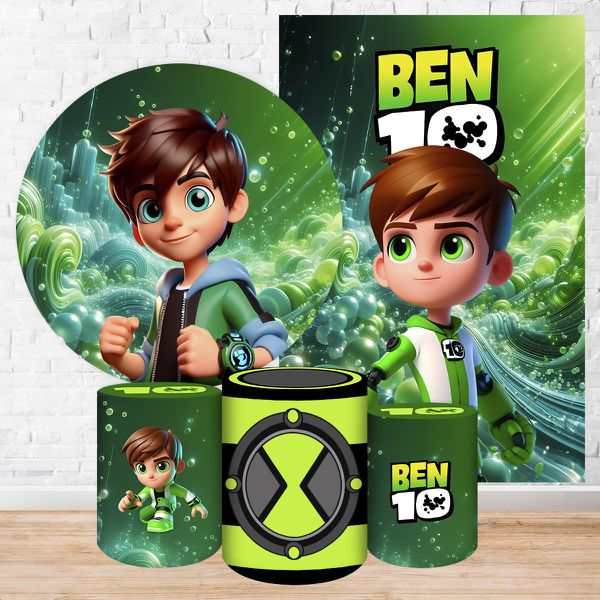 Kit 5 Peças Capa Redonda + Capa Retangular + Trio Capas Cilindros Sublimados Tema ben 10 5098