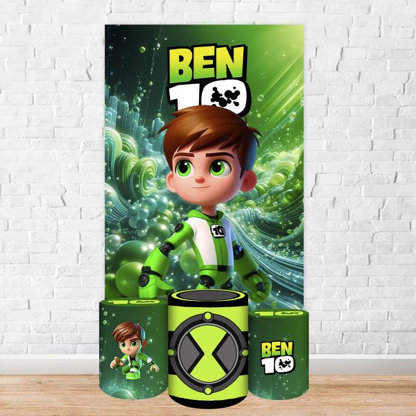 Capa Retangular + Trio Capas Cilindros Sublimados Tema Ben 10 5098