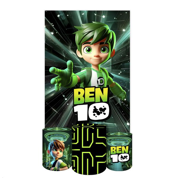 Capa Retangular + Trio Capas Cilindros Sublimados Tema Ben 10 5099