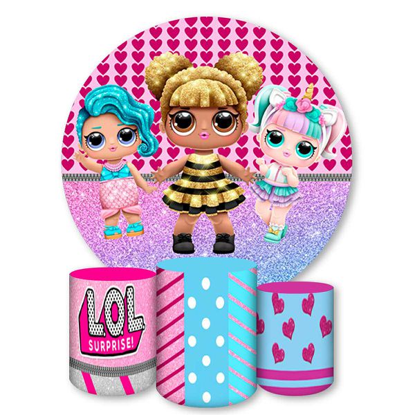 Capa Painel + Trio Capas Cilindros Sublimados Tema Boneca LOL 941