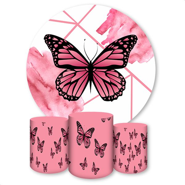 Capa Painel + Trio Capas Cilindros Sublimados Tema Borboleta 756