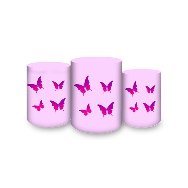 Trio Capas Cilindros Sublimados Borboletas 939