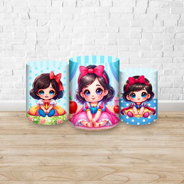 Trio Capas Cilindros Sublimados Tema Branca De Neve Realismo 2198