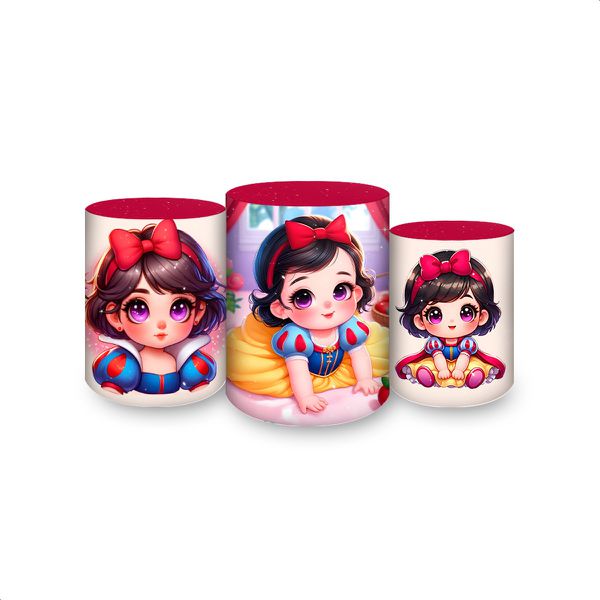 Trio Capas Cilindros Sublimados Tema Branca De Neve Realismo 2197