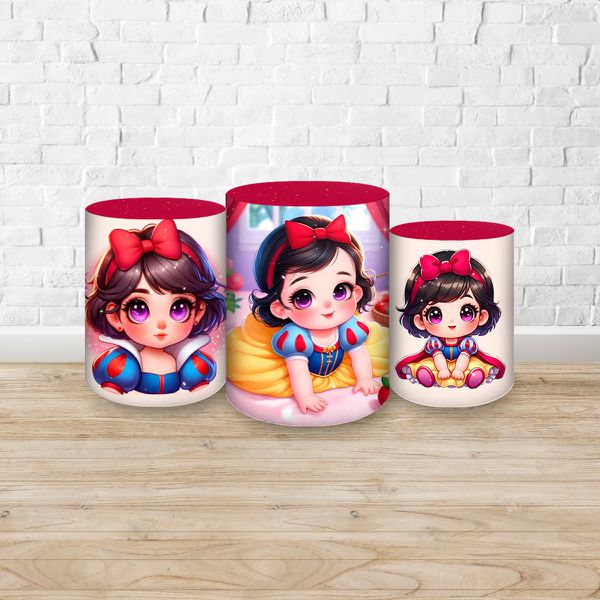 Trio Capas Cilindros Sublimados Tema Branca De Neve Realismo 2197
