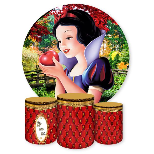 Capa Painel + Trio Capas Cilindros Sublimados Tema Branca De Neve 213