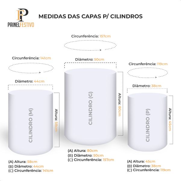 KIT PAINEL CHÁ DE PANELA REDONDO + 3 CAPAS CILINDROS EM TECIDO